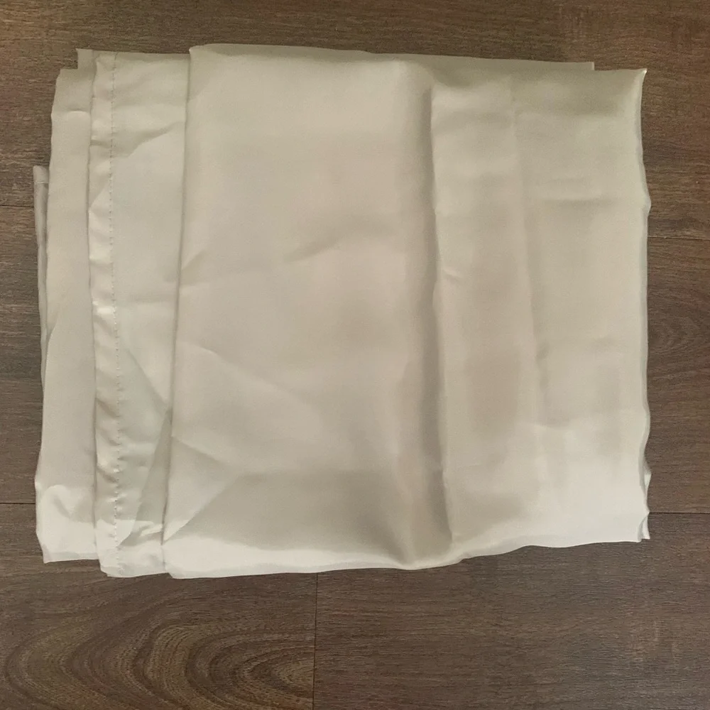 NWOT Slippery Satin Like Fabric Shower Curtain In Tan 70 X 73” 100% Polyester